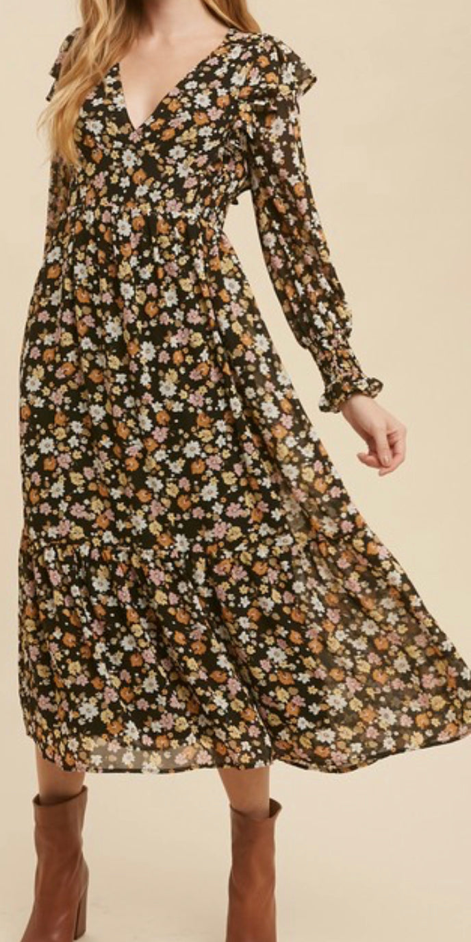 Fallen Petals Midi Dress